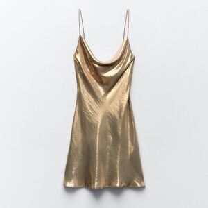 NWT Zara METALLIC RHINESTONE STRAPPY MINI DRESS SMALL